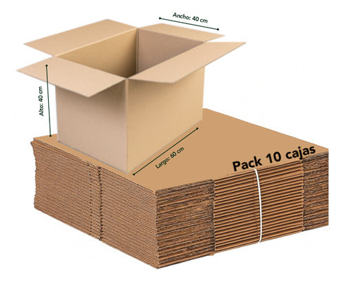 Cajas Para Mudanza 60x40x40 Pack 10u. Resistentes + Cinta