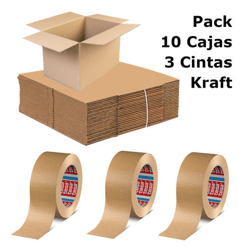 Pack Mudanza 10un. 60x40x40cm 3 Cintas Kraft