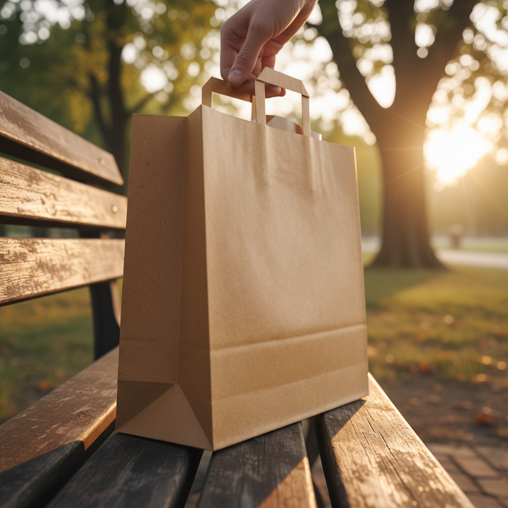 Bolsa de Kraft con Manilla de Papel reforzado 33x40x16 - 25u