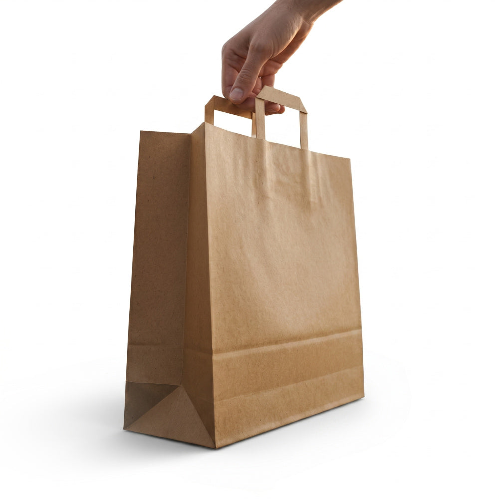 Bolsa de Kraft con Manilla de Papel reforzado 33x40x16 - 25u