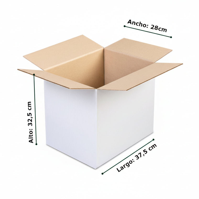 Caja de Cartón Blanca - 38x28x32  Pack 25 Uni