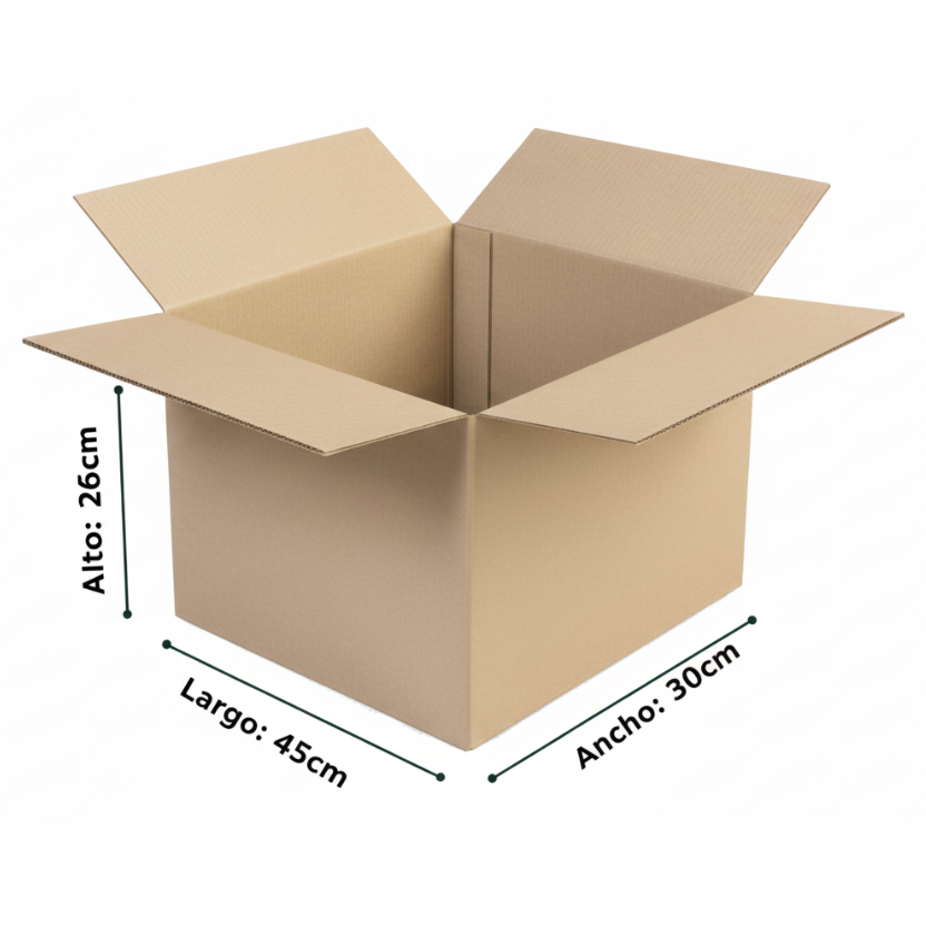 Caja De Cartón 45x30x26 Pack 25 Uni